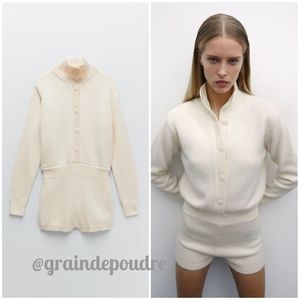 Zara Limited Edition Cream Knit Sweater Romper S